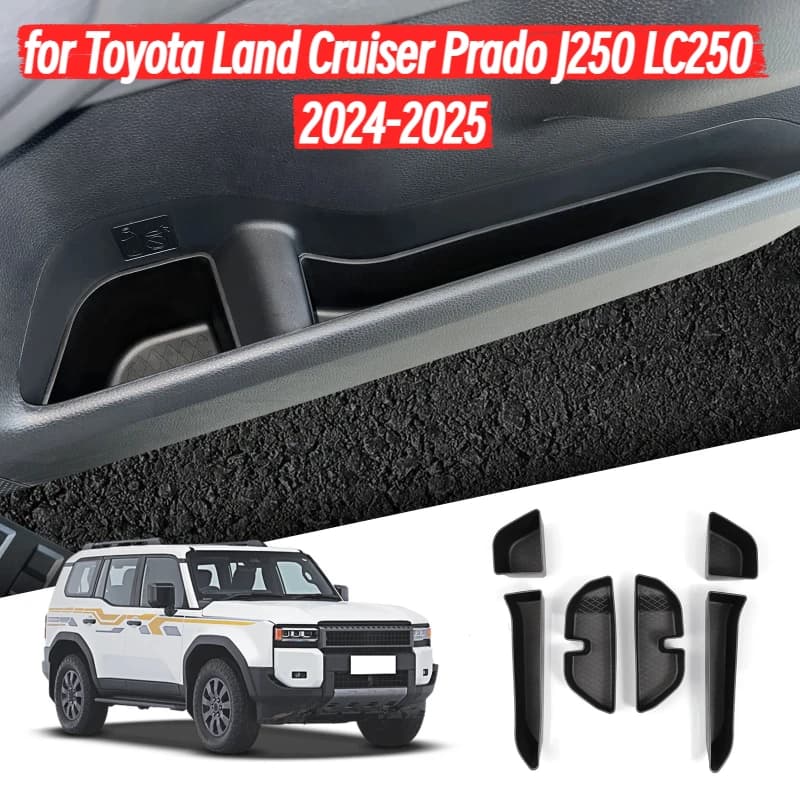 Scatola portaoggetti laterale per portiera auto in TPE, anti-sporco, per Toyota Land Cruiser Prado J250 LC250 2024-2025