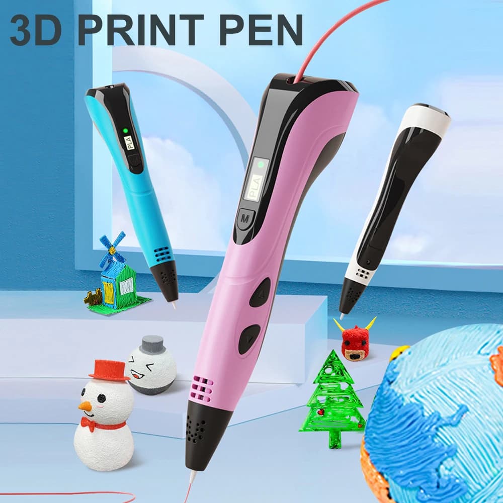 3D Printing Pen with PLA 9m 100m 200m Filament 3d Pen Set for Kids Chidren Birthday Christmas Creative DIY Gift LCD Display