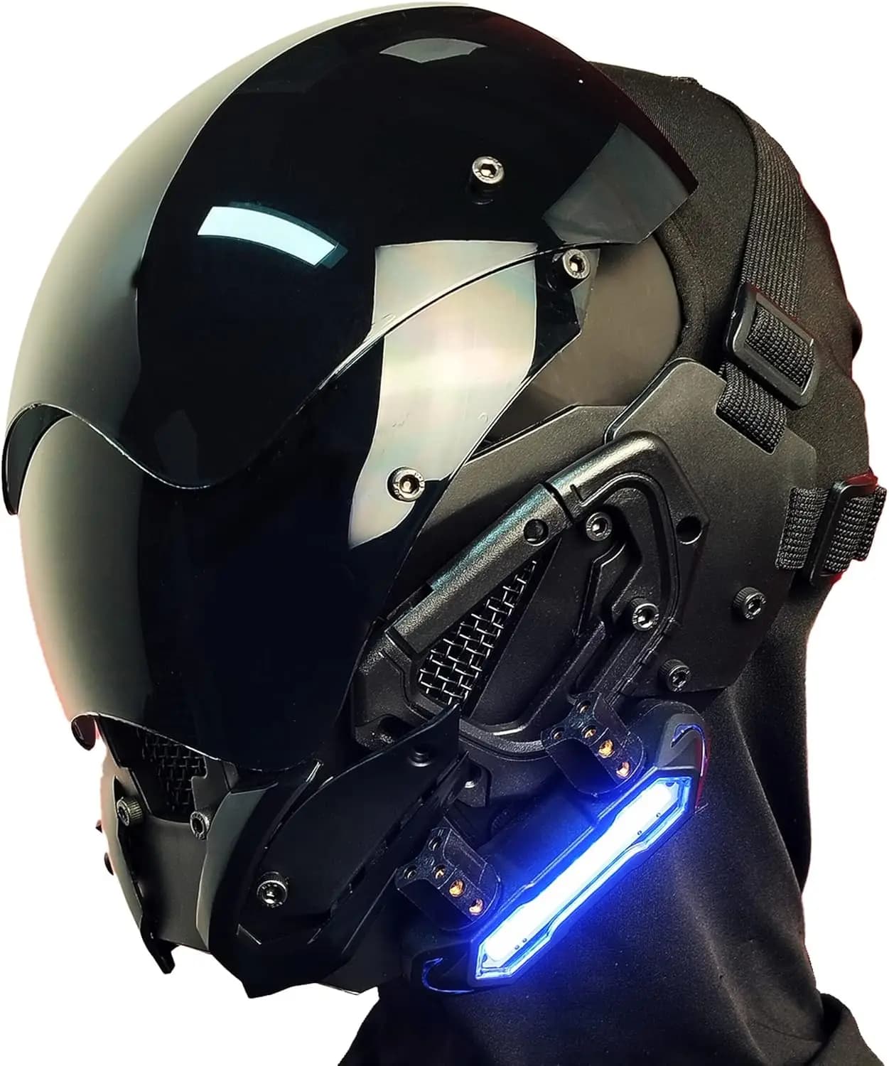 Maschera Casco Futuristico Punk per Halloween, Cosplay e Costume Techwear - Taglia Adulto