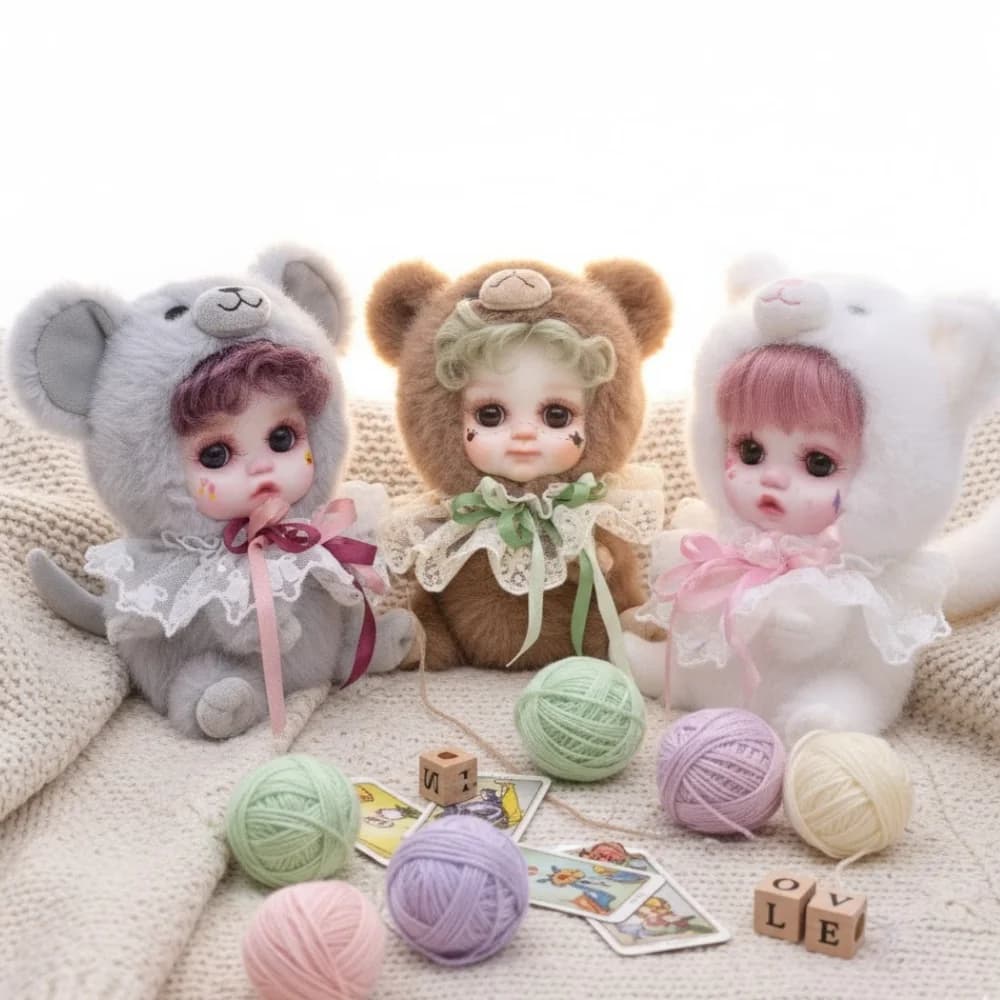Cloveray New 8 inch Super Cute Porcelain Doll Original High Quality Ceramic Face Body Plush Doll Handmade Artworkt Gift