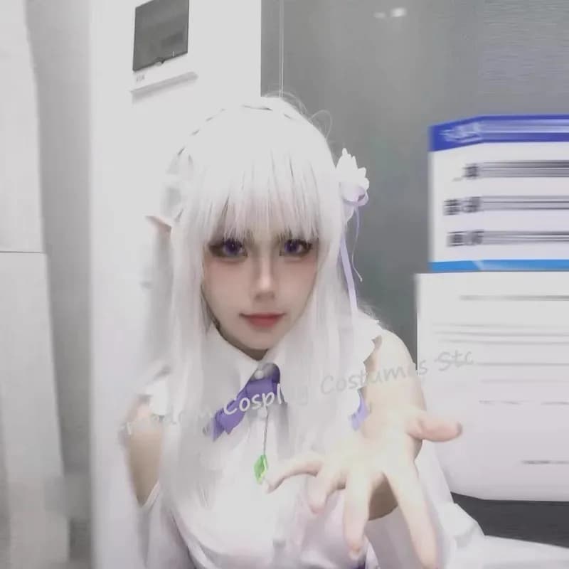 Emilia Lolita Abito completo di fidanzamento Cocar Cosplay Anime Emiria Re Vita in un mondo diverso da Zero Costumi PW;3'F,6'T.8'