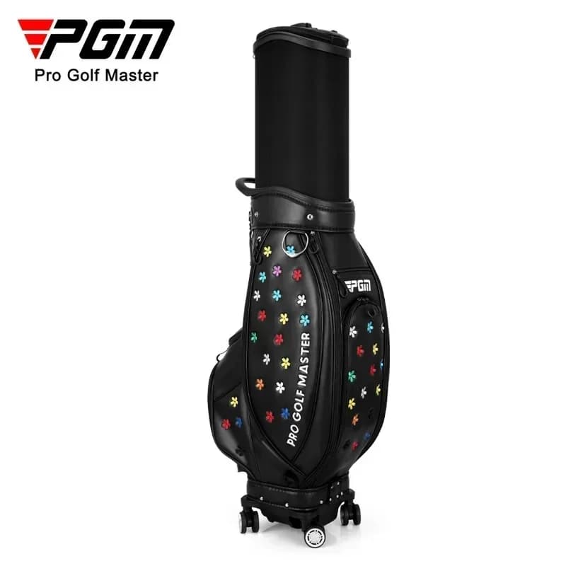 PGM Women's Golf Bag Microfiber Four Wheels Rain Cover Telescopic Ball Package Lady's Aviation Clubs Bag QB138