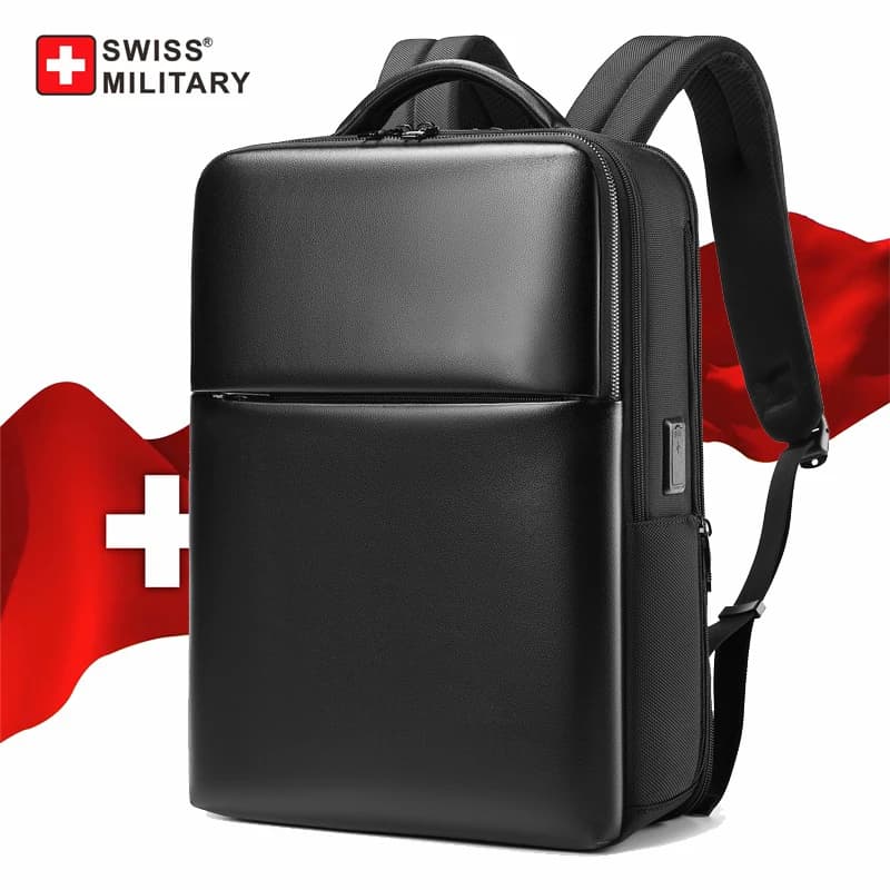 SWISS MILITARY Zaino da esterno per uomo nuovo Zaini per laptop commerciali espandibili Borsa da viaggio impermeabile per escursionismo con ricarica USB