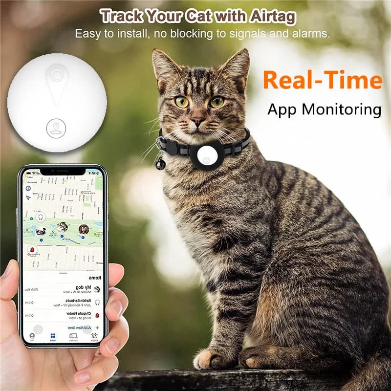 Localizzatore GPS per Animali Domestici con Monitoraggio in Tempo Reale, Collare Antifurto con Allarme di Movimento per Gatti, Compatibile con Telefoni Apple e Android