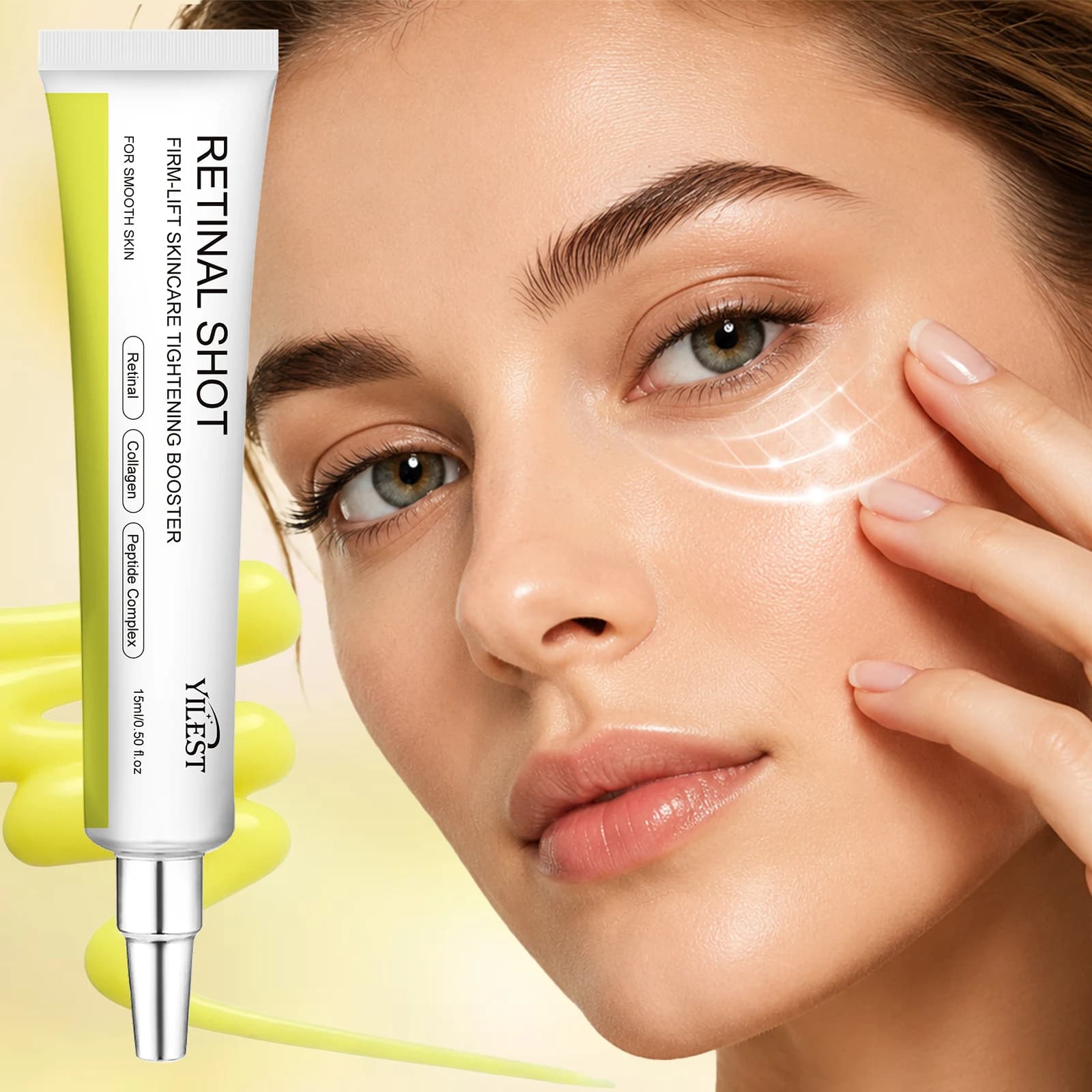 Retinal Eye Cream 15ml Collagen Peptide Niacinamide, Hydrating Firming Under Eye Serum for Fine Lines Dark Circles Eye Care
