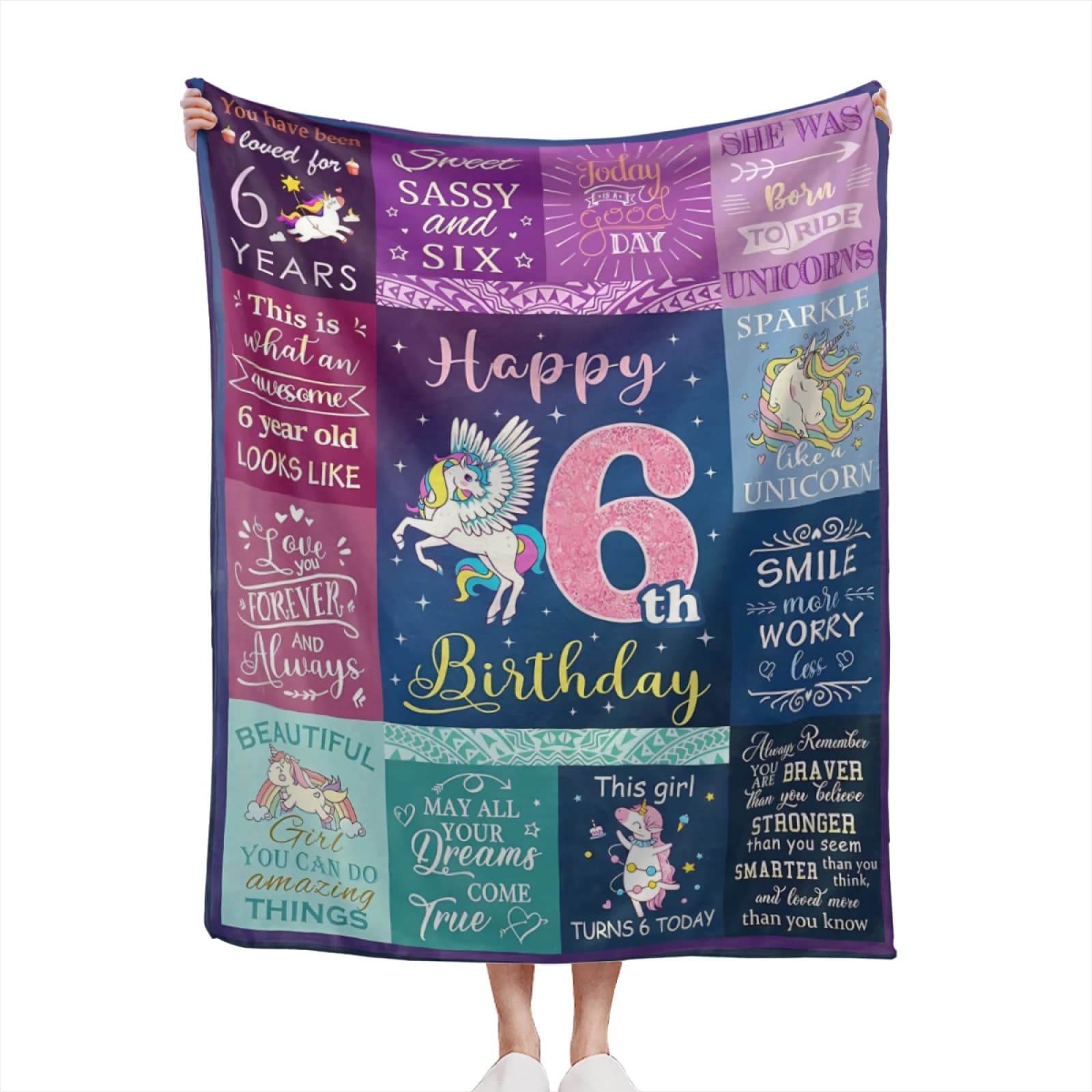 6th Birthday Printing Blanket, Soft Comfortable Flannel Throw Blanket, Lightweight Quilt, Suitable for Women, Boys, Girls, Adult