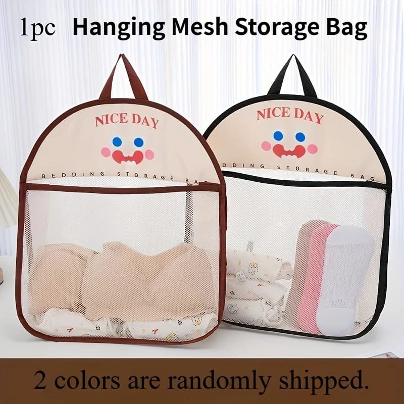 1Pc Hanging Mesh Storage Bag Washable Wall-Mounted Laundry Organizer Underwear Socks Sorting Pouch For Bathroom Closet