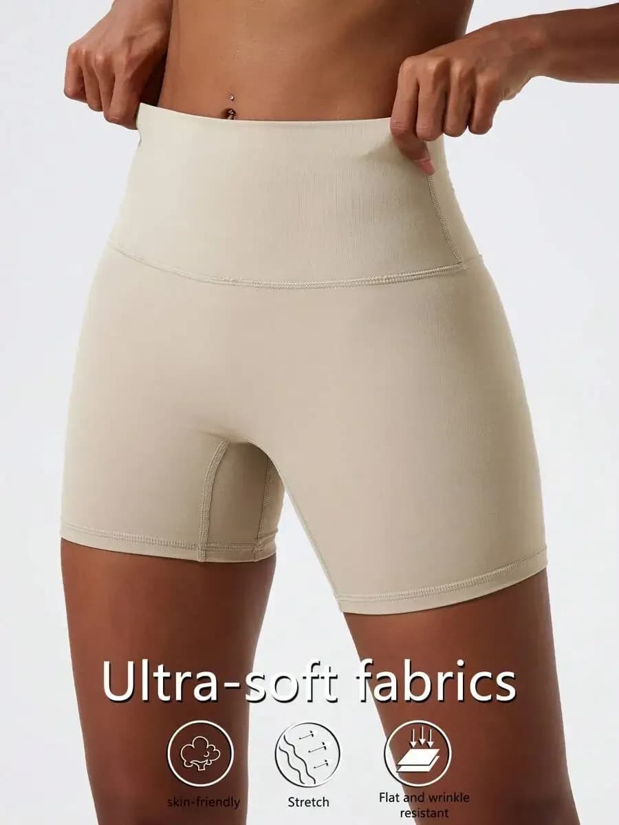 Pantaloncini Yoga Elasticizzati Effetto Nudo per Corsa, Palestra, Ciclismo e Sport Donna
