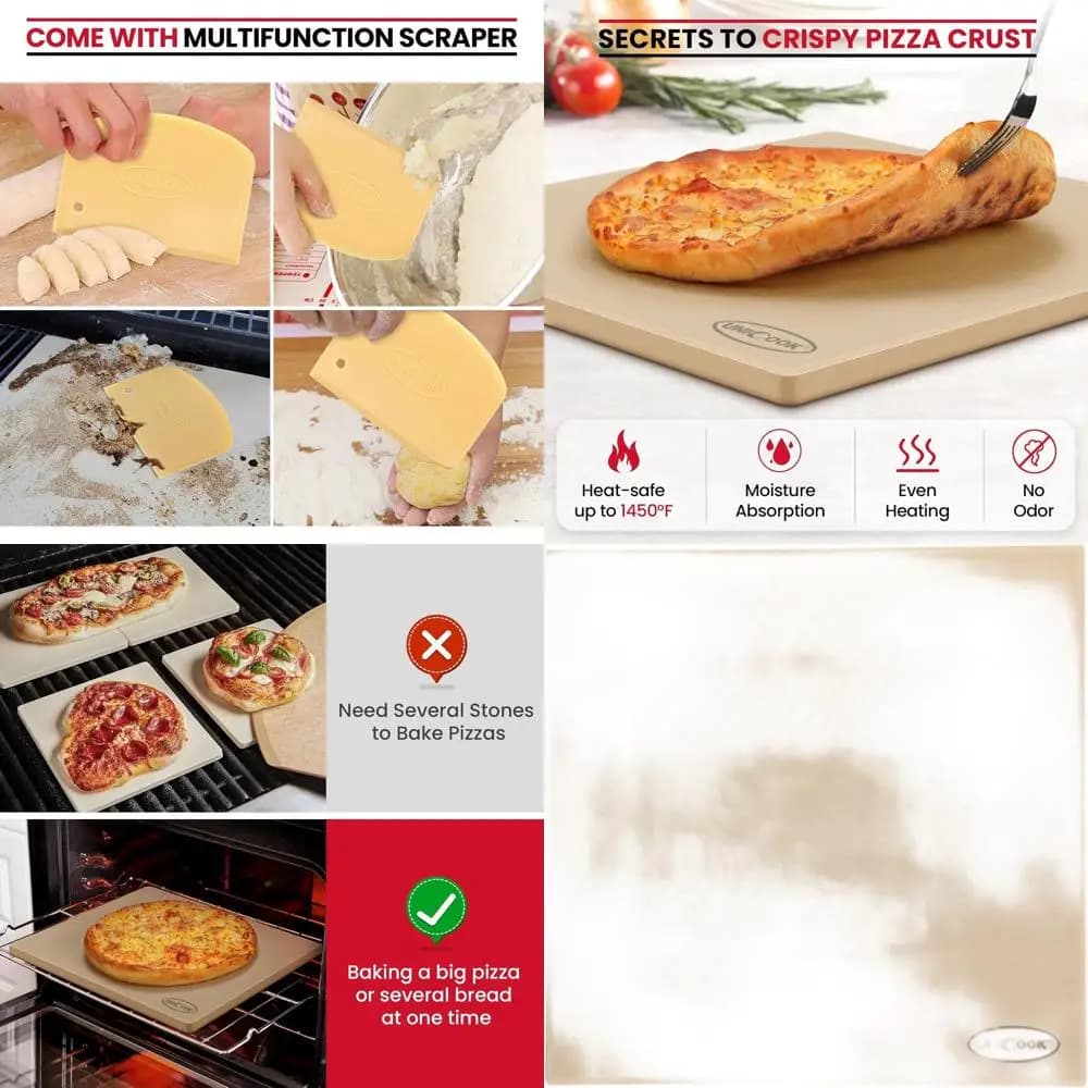 18 pietre quadrate per pizza resistenti per forno e grill, resistenti agli urti termici, perfette per cuocere il pane e il pizza