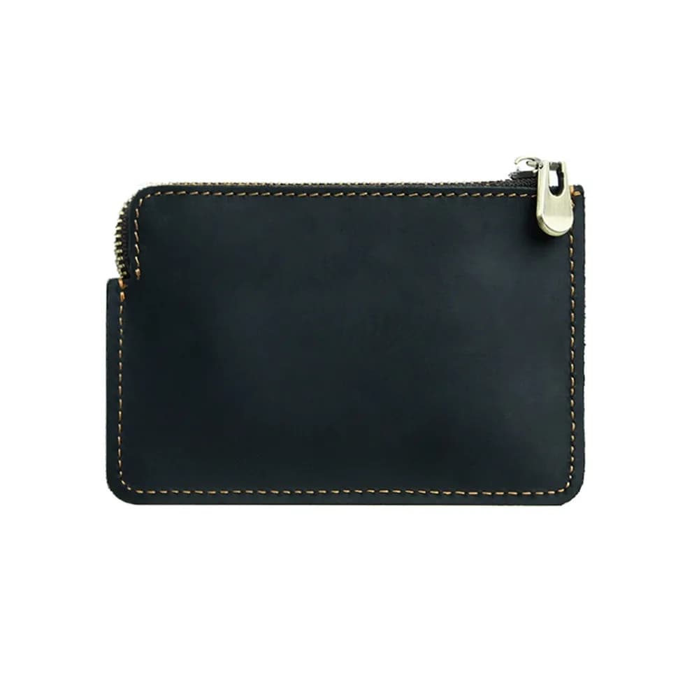 Genuine Leather Men's Short Wallet Retro Ultrathin Credit Card Holder Lightweight with Belt Loop Belt Hanging Money Pouch Travel
