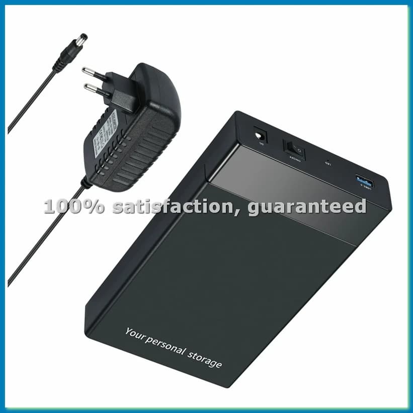 Box Esterno per HDD da 3.5 Pollici, Adattatore SATA a USB 3.0 6Gbps per HDD da 3.5 e 2.5 Pollici, Case per SSD SATA III, Spina EU - ABVK