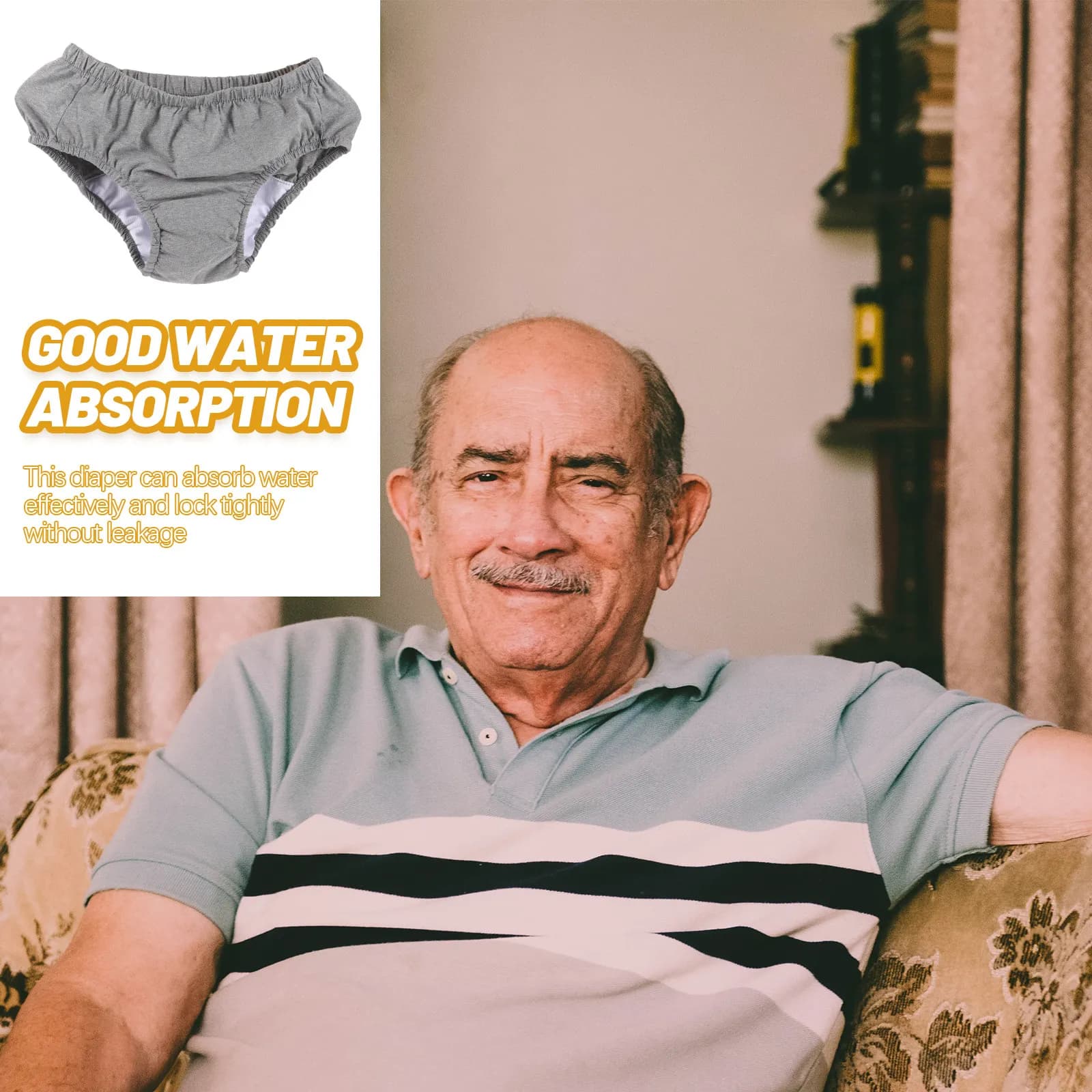 Washable Reusable Incontinence Underwear Adult Diaper for Women Elderly Breathable Cotton Padding Skin Friendly