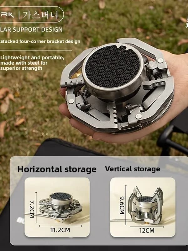Fornello da Campeggio Portatile Spider Stove Antivento a Risparmio Energetico per Picnic, Fornello a Cassetta Impilabile con Manico in Metallo, Butano