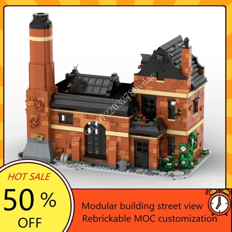 2643PCS Fabbrica di vetro modulare MOC Creativo vista stradale Modello Puzzle personalizzati Architettura Educazione fai da te Modello di assemblaggio Regali giocattolo