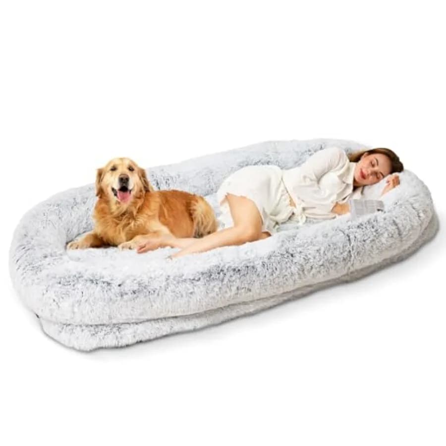Cuccia Ortopedica XL 79x44x12.5 per Cani Adulti, Letto per Animali Domestici di Grandi Dimensioni in Finta Pelliccia con Rivestimento Rimovibile e Lavabile