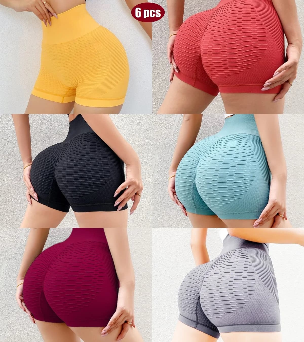 6 pezzi di pantaloni di sicurezza senza cuciture alla moda per donna, biancheria intima dallo stile regolare, modellati e aderenti, a vita alta per yoga