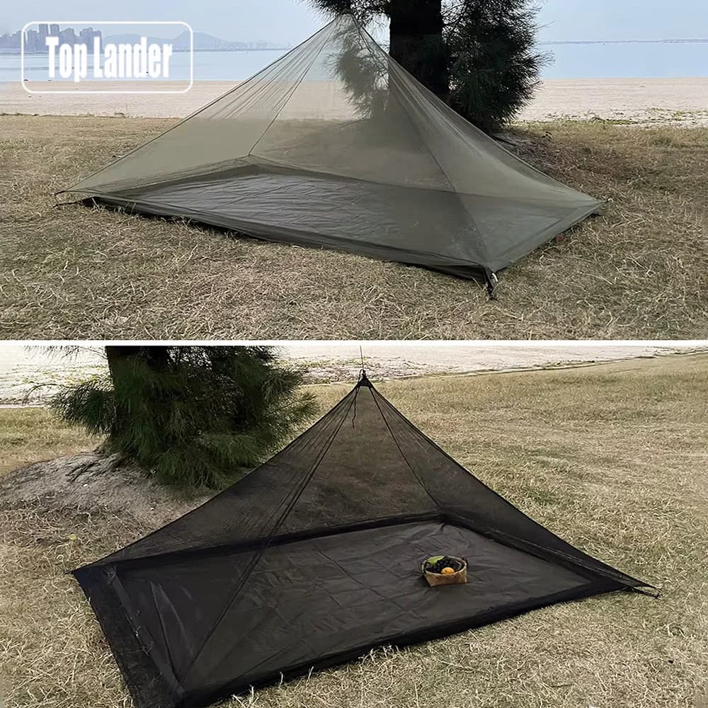 Tenda da campeggio con zanzariera Tenda a rete piramidale Tenda ultraleggera per insetti Protezione per insetti esterna Portatile traspirante a strato singolo