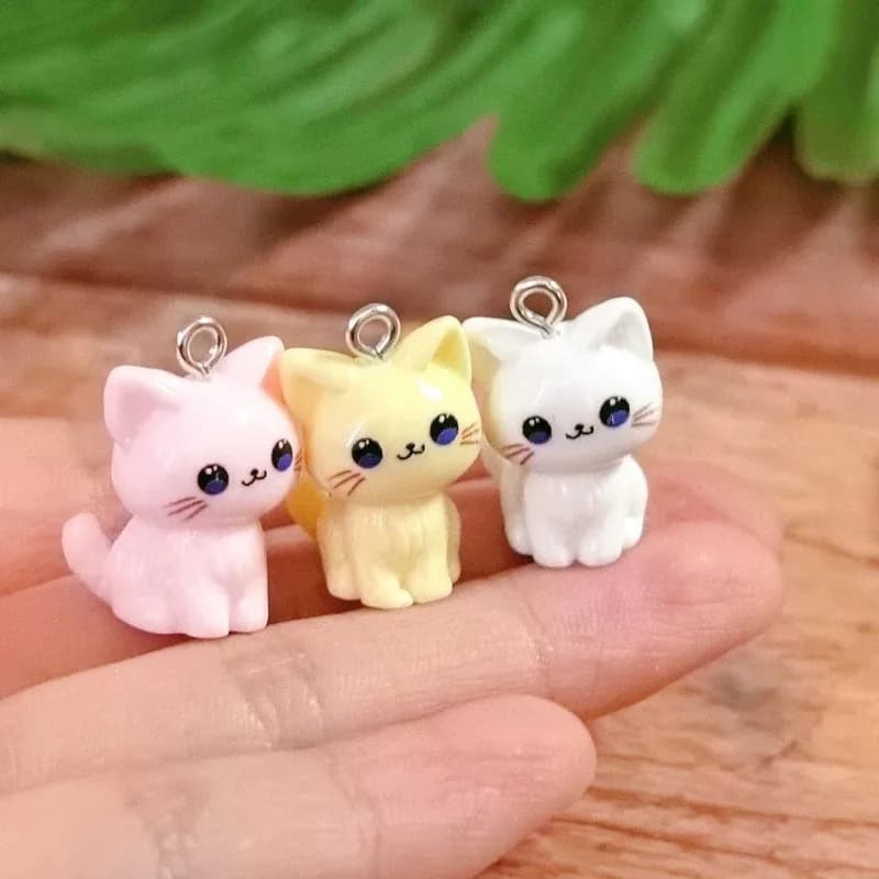 10pcs 3D Kawaii Happy Cat Resin Charms Kitten Animal Pendant For Necklace Earring Keychains DIY Jewelry Accessories
