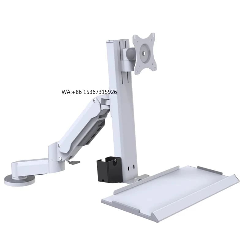 T8-GA02KB-Z Industrial Computer Support with Adjustable Monitor Brace Ergonomic Factory Arm