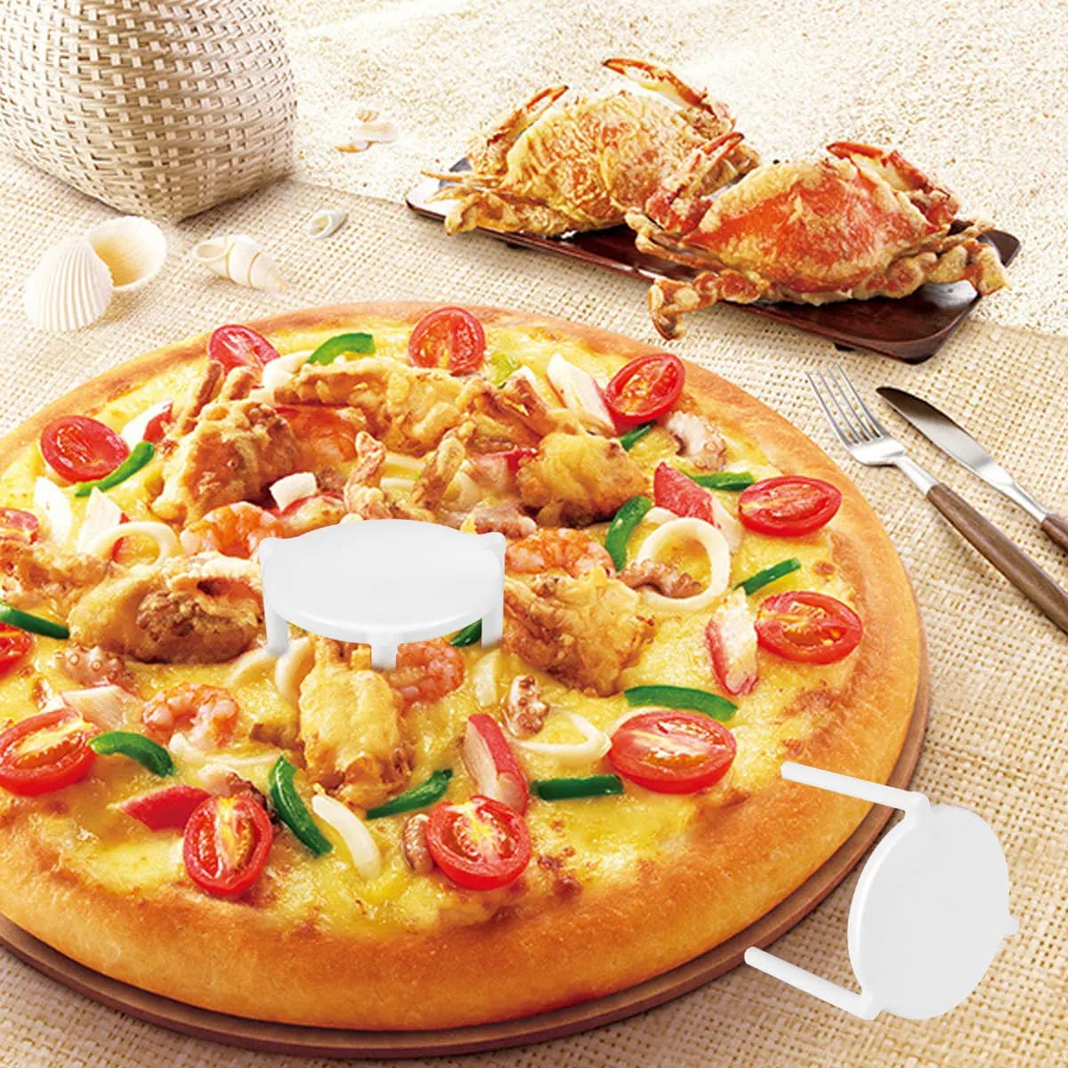 100 Pieces Triple Support for White Plastic Pizza for Restaurants and Home Kitchens