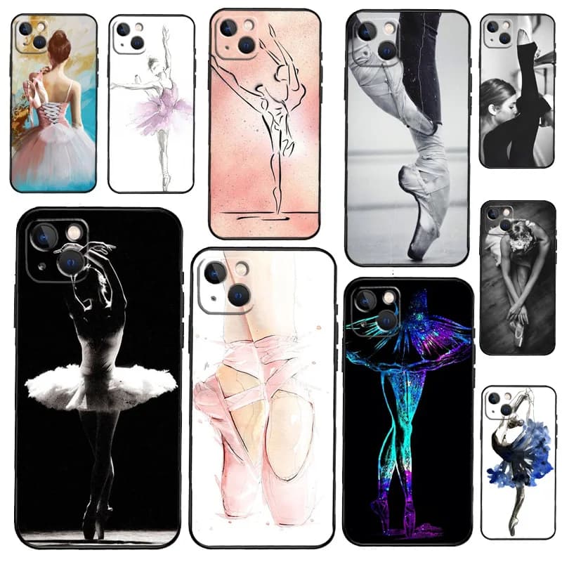 Custodia per telefono Ballerina Ballet Dance Girl per iPhone 11 12 14 Pro Max 13 Mini X XR XS Max 7 8 Plus SE 2020 Cover posteriore morbida