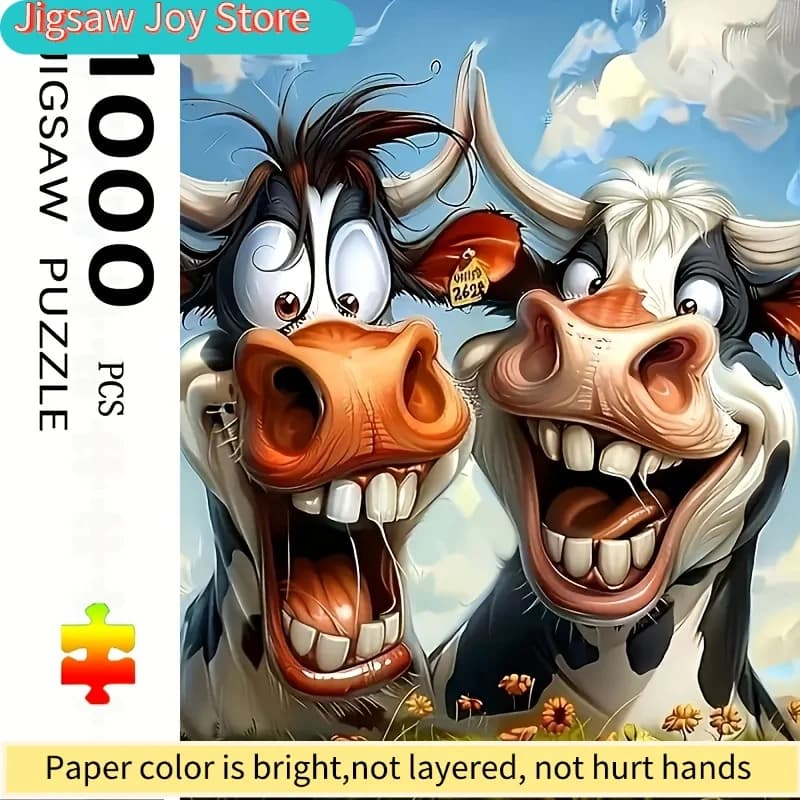 Divertente Puzzle a Forma di Mucca 1 Scatola (1000 Pezzi) Grande Gioco Puzzle Regalo Gioco Interattivo per Famiglia Decorazione Casa Gioco Educativo