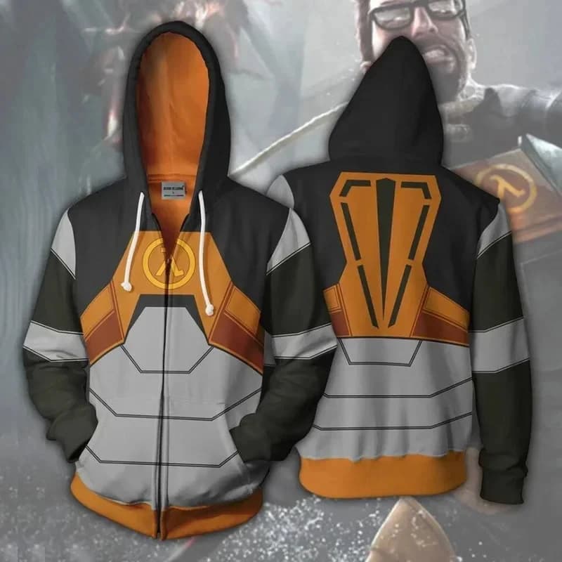 ❤ 2026 ★ Felpa con Cappuccio Stampata in 3D del Gioco Half-Life Dr. Gordon Freeman, Giacca per Uomo, Cappotto Primaverile e Autunnale, Costume Cosplay, Regalo di Natale ❤