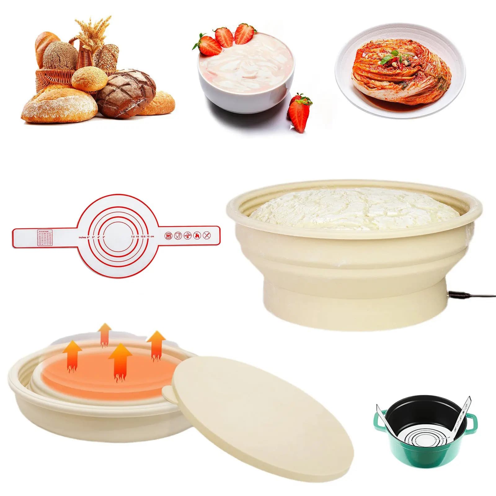 Cestello Elettrico in Silicone for Lievitation of the Bread, Cestello for Lievitation with Adjustable Temperature, Accessory for Panificazione