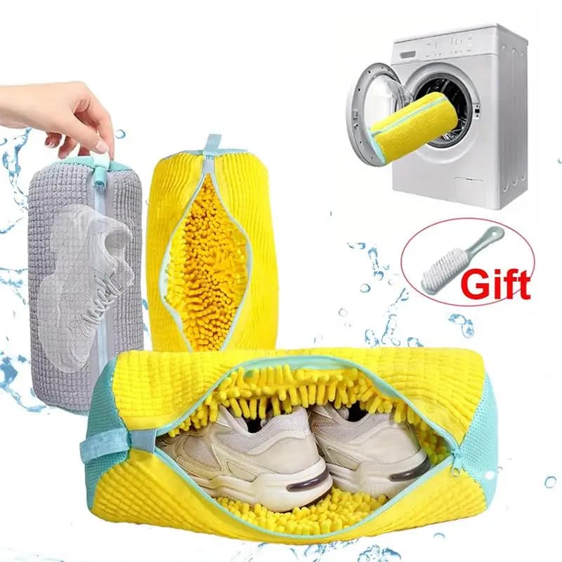 Washer Bag for Shoes, Reusable, for All Types and Measures of Shoes, with Closure Hinge, Soft Fibres Padded, for Cleaning of Sneakers