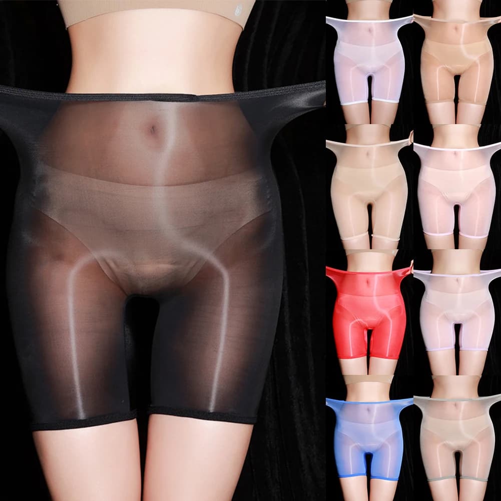 Uomo Donna Slip setosi lucidi a olio Mutandine sexy Lingerie Pantaloncini elasticizzati Boxer Slim Fit Biancheria intima trasparente Leggings Pantaloni