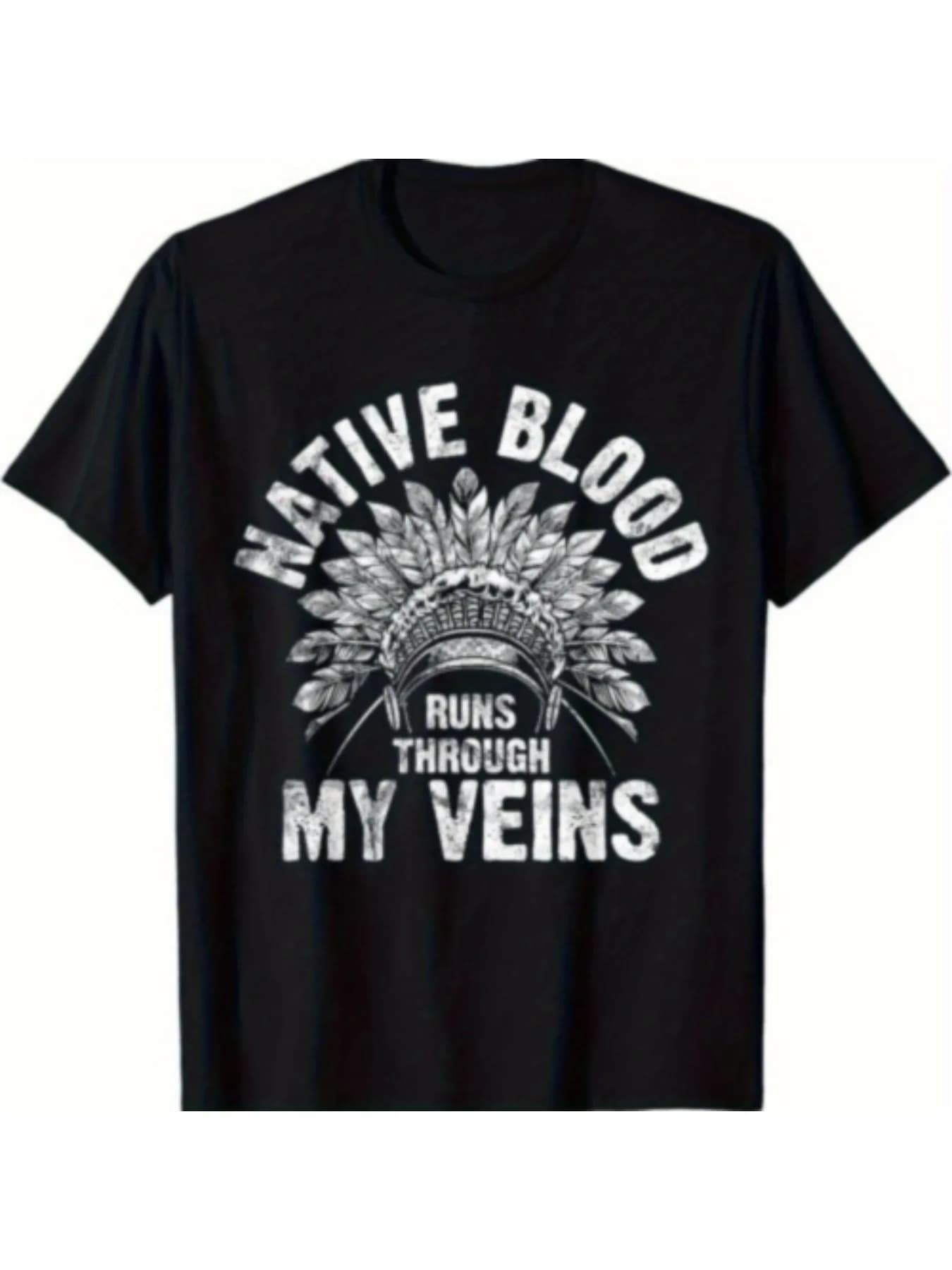 New Man's Vintage Blood Graphic T-shirt, 100% Cotton, casual crew neck for all seasons, top streetwear unisex 2026