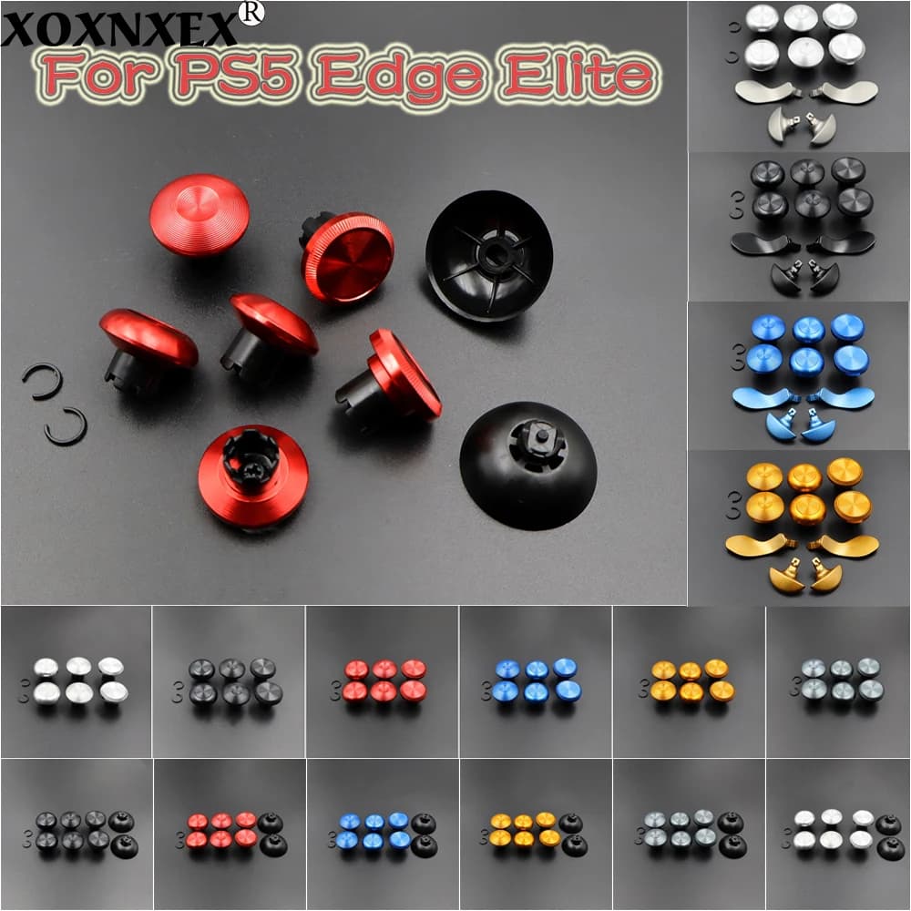 Set di accessori per controller PS5 Edge Elite: cappucci in metallo per joystick (alto e basso) e pulsanti posteriori a leva