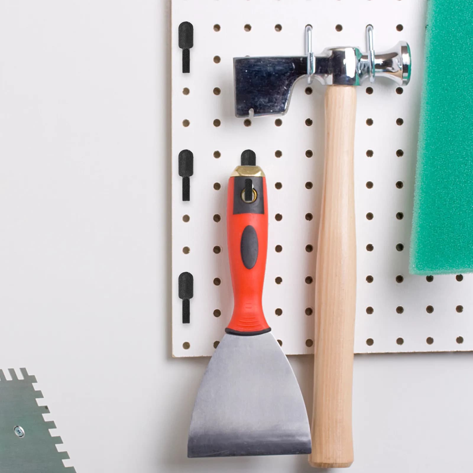 20 Pezzi Ganci per Pannello Forato, Organizzatore per Scaffalature, Ganci da Parete Resistenti per Garage, Officina, Cucina, Porta Utensili