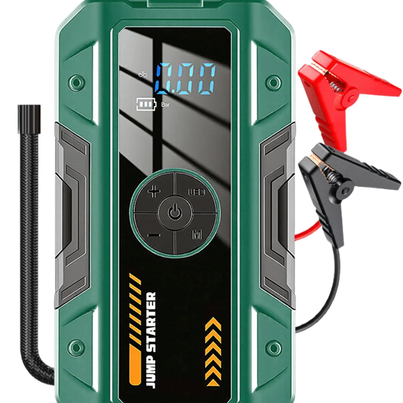 Avviatore di Emergenza 2 in 1 con Luce, Pompa d'Aria Ricaricabile Portatile, per Auto, Moto, Pneumatici, Viaggi e Strada