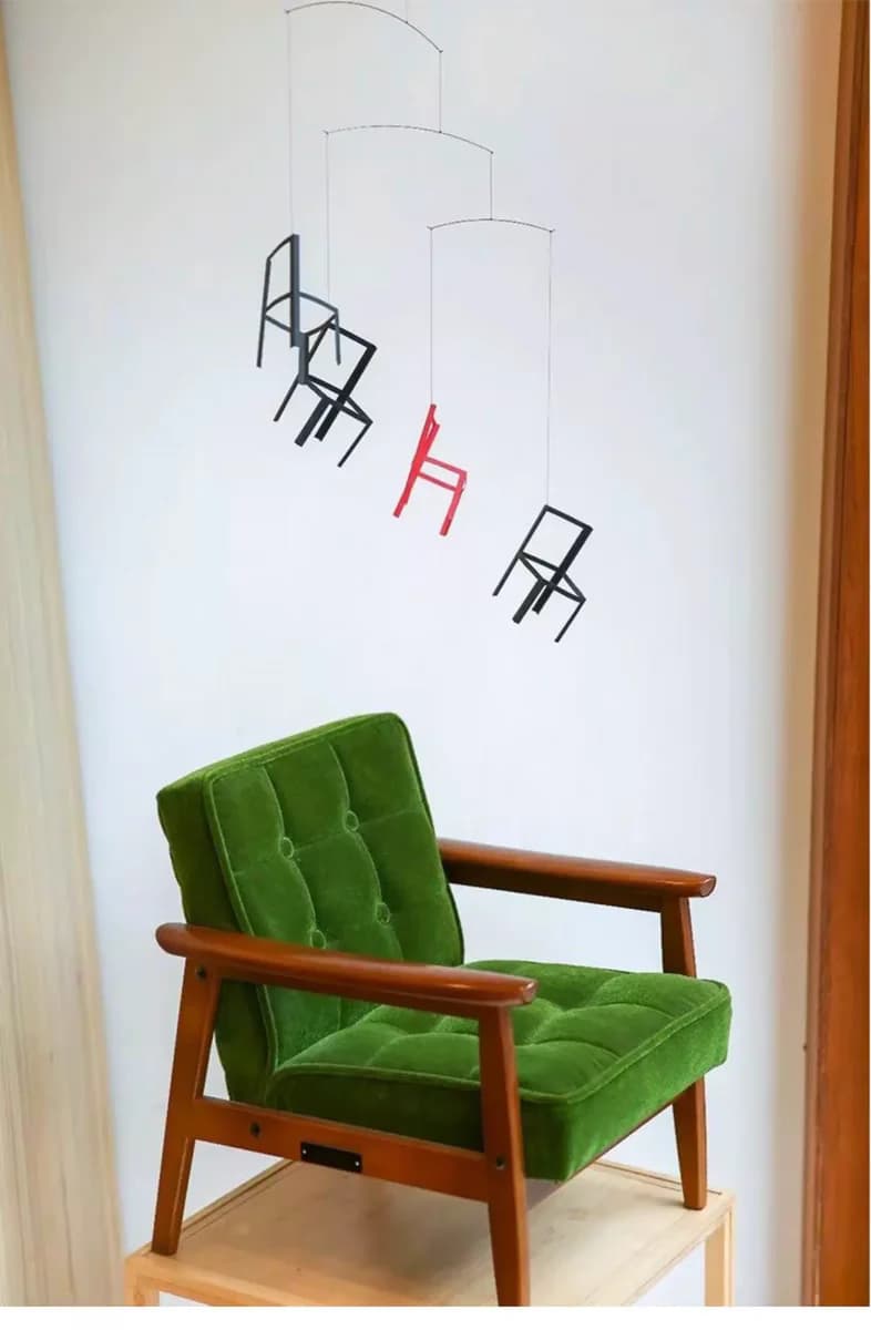 Aerial Flight Chair Dynamic Balance Pendant Creative Wind Chime Paper Art Simple Wall Decoration Pendant