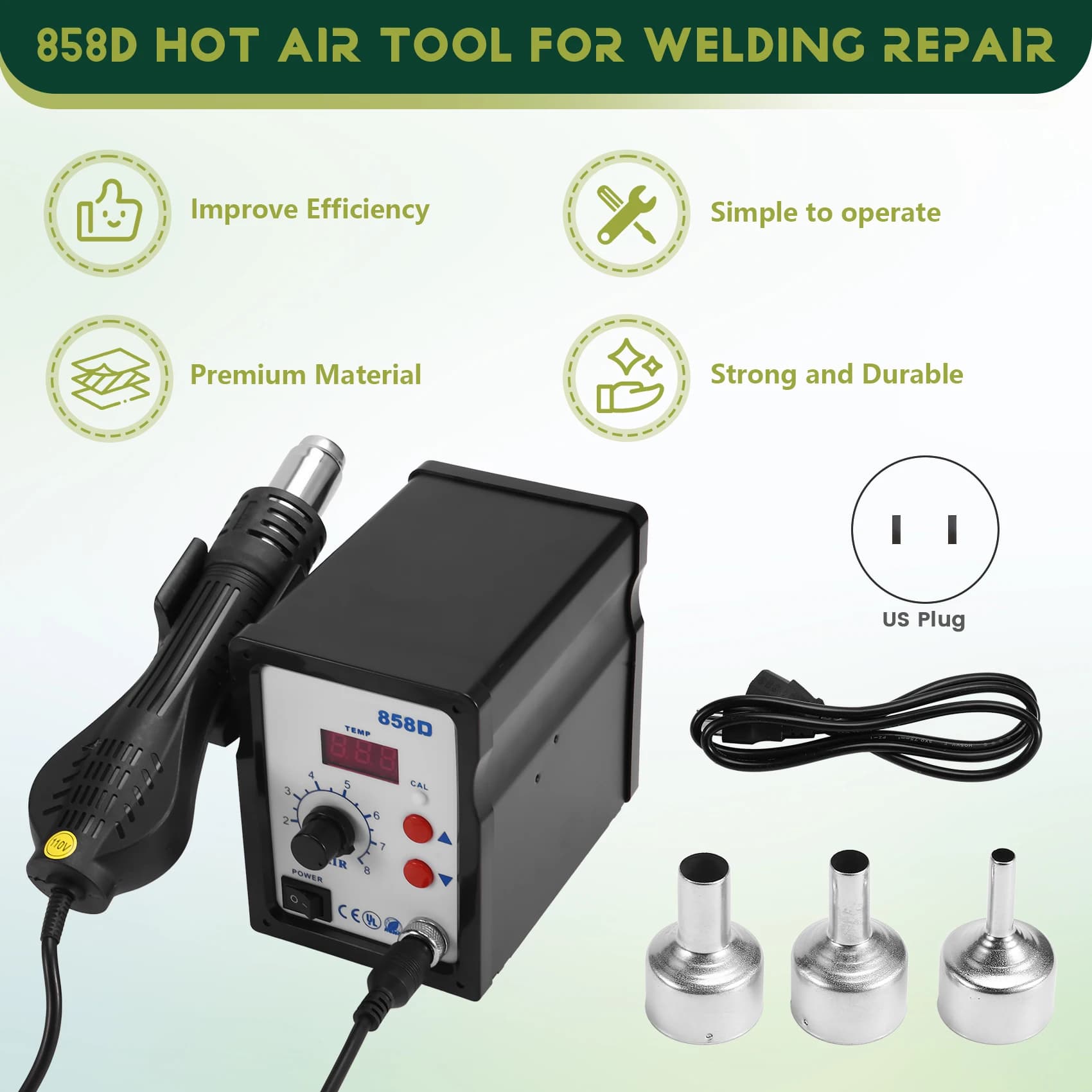 AT29-Hot Air Tool 858D BGA Rework Solder Station Blower Hair Dryer Hairdryer Soldering Heat Tool For Welding Repair