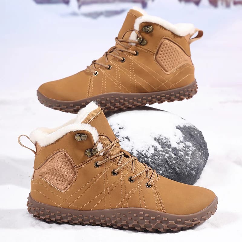 Stivali da uomo in cotone a piedi nudi con punta larga calda da esterno Stivali da neve invernali alla caviglia Scarpe da trekking leggere da passeggio Scarpe da ginnastica casual comfort