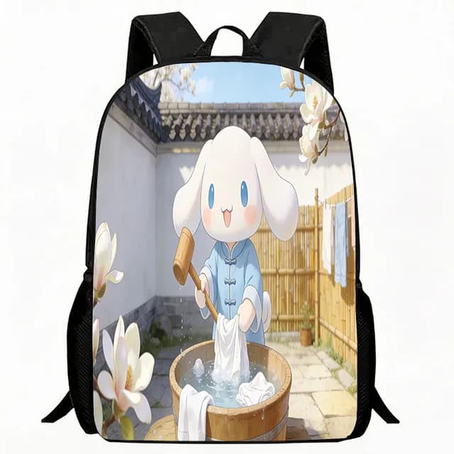 Zaino per Bambini Cinnamoroll con Stampa Fiocco Blu, Borsa Scolastica con Design Sfumato Rosa-Blu, Leggero e Traspirante