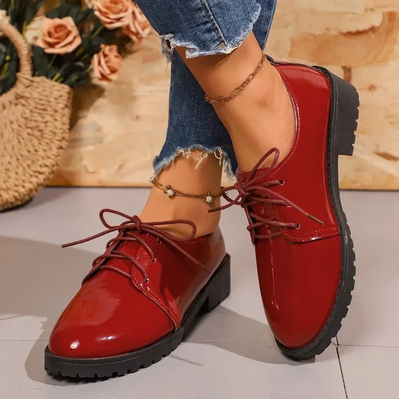 Mocassini con suola morbida Moda Punta tonda Bocca profonda Stringate Antiscivolo Resistente all'usura Tacco medio Scarpe basse