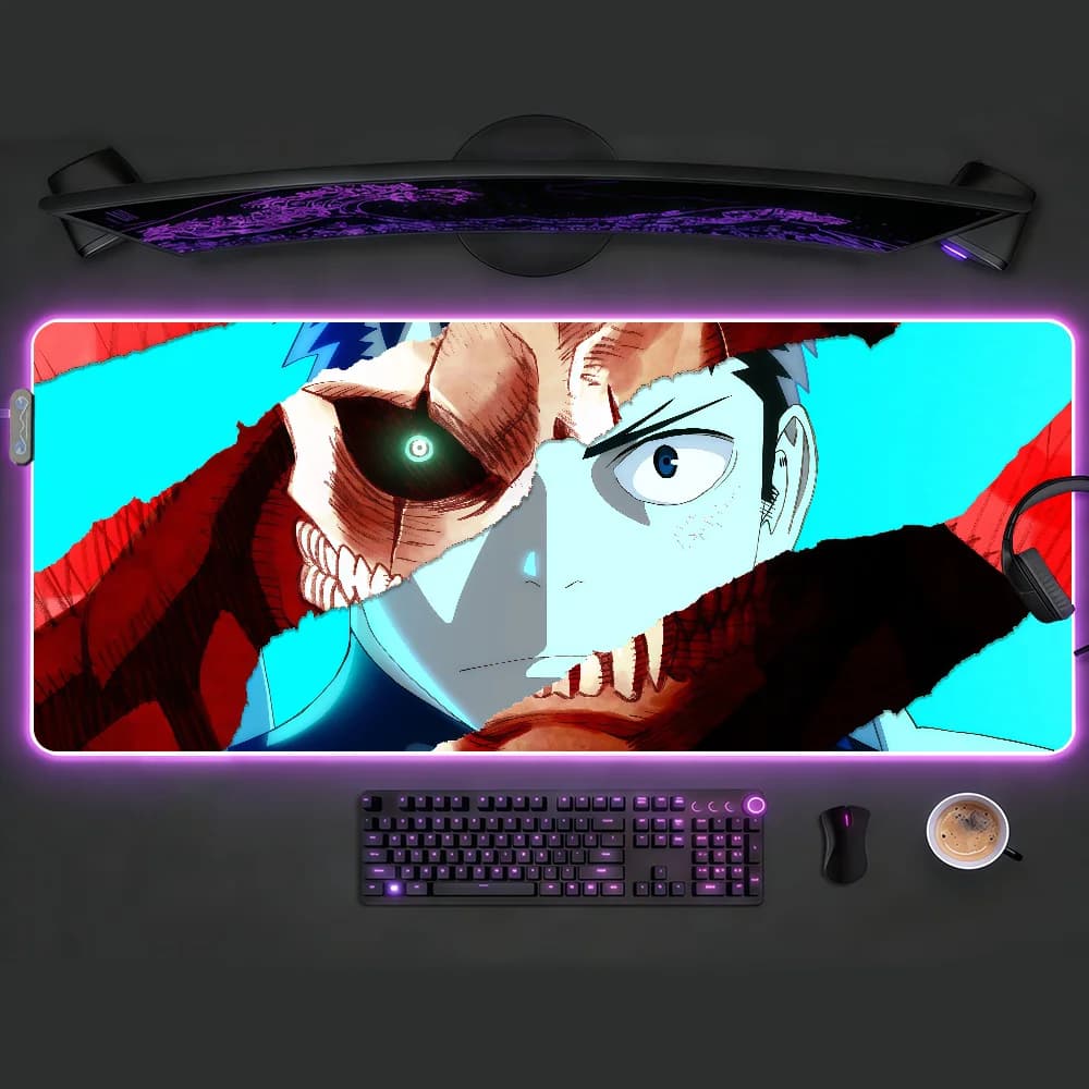 Anime K-KaijuES No. Tappetino per Mouse RGB LED Antiscivolo, Tappetino da Scrivania in Gomma, Accessori per Gaming, Grande XXL, Tappeto per Tastiera da Ufficio e Computer