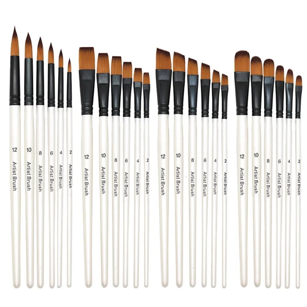12pcs Artist Paint Brushes Set For Oil Acrylic Flat Tip Kit Paint Brushes For Nylon Paint Brushes Artist Watercolor Painting