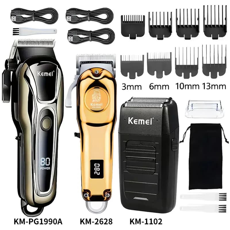 Kemei Hair Clipper KM-PG1990A KM-2628 KM-1102 Electric Rechargeable USB Charging Professional Barber Razor Trimmer Men's Shaver