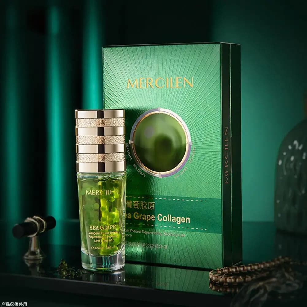 Siero Viso Coreano Mercilen con Collagene e Peptidi di Uva Marina, Doppia Essenza 45ml, Assorbimento Rapido, Non Untuoso, Rinfrescante