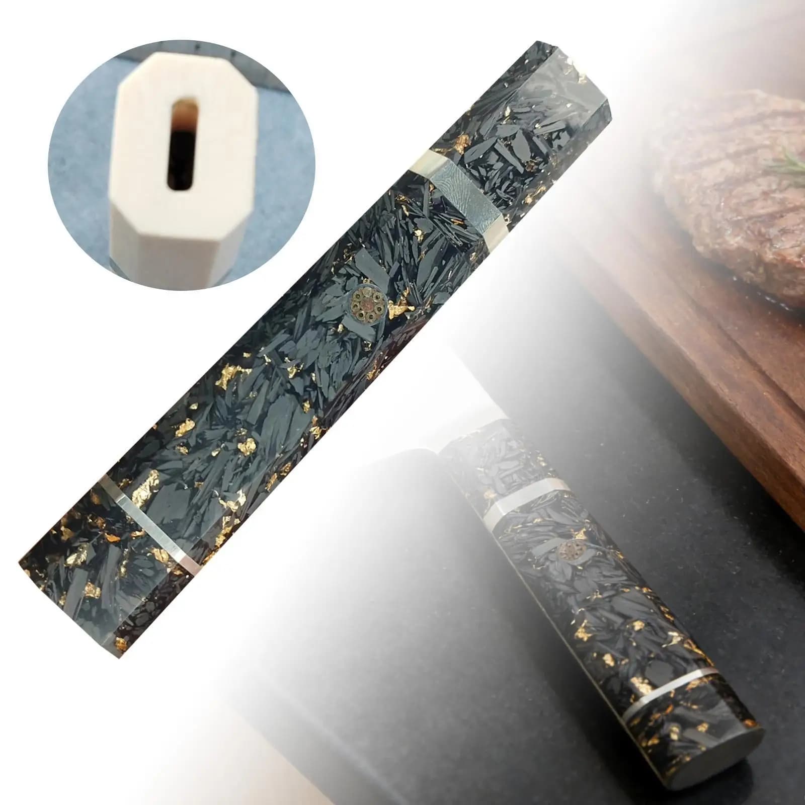 Replacement Handle for Chef Knife in Octagonal Carbon Fiber Ergonomics for Maintenance and Repair of Kitchen Accessories