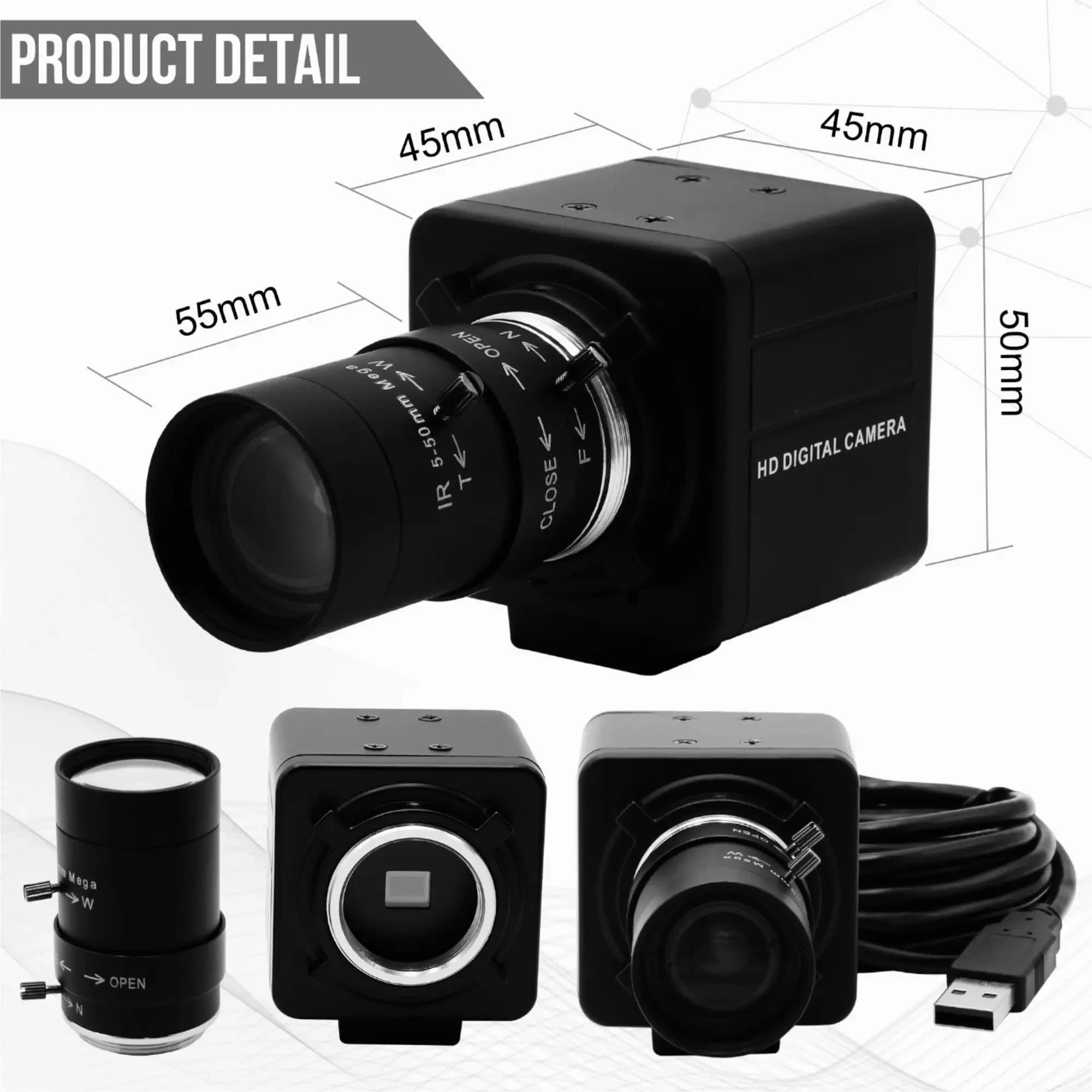 Webcam 16MP 4656x3496 Ultra HD, Telecamera Web IMX298 UVC con Zoom 10X, Mini Telecamera USB per Ispezione Industriale, Fotografia, Sicurezza