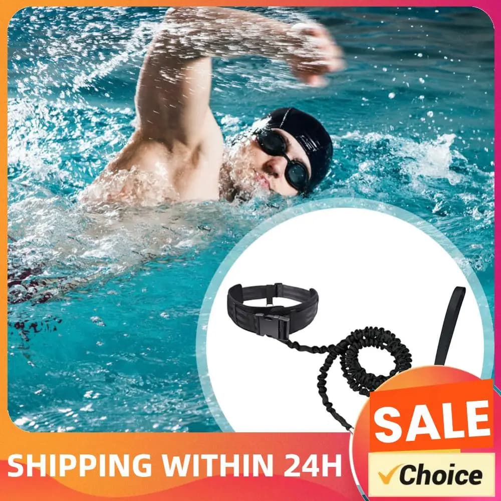 Swim Resistance Belt Stationary Swimming Aquatic Resistance Belt Pool Swim Trainer Belt Harness for Swim Training and Exercise