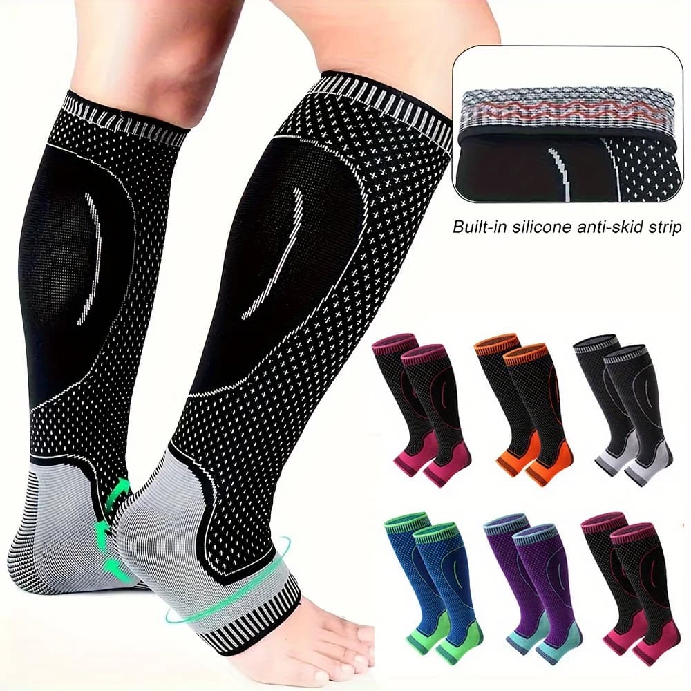 1 Pezzo di Fascia Compressiva per Caviglia/Polpaccio - Calze Lunghe per Polpaccio, Traspiranti, Elastiche, Adatte per e, Supportano l'Eccesso di Estensione
