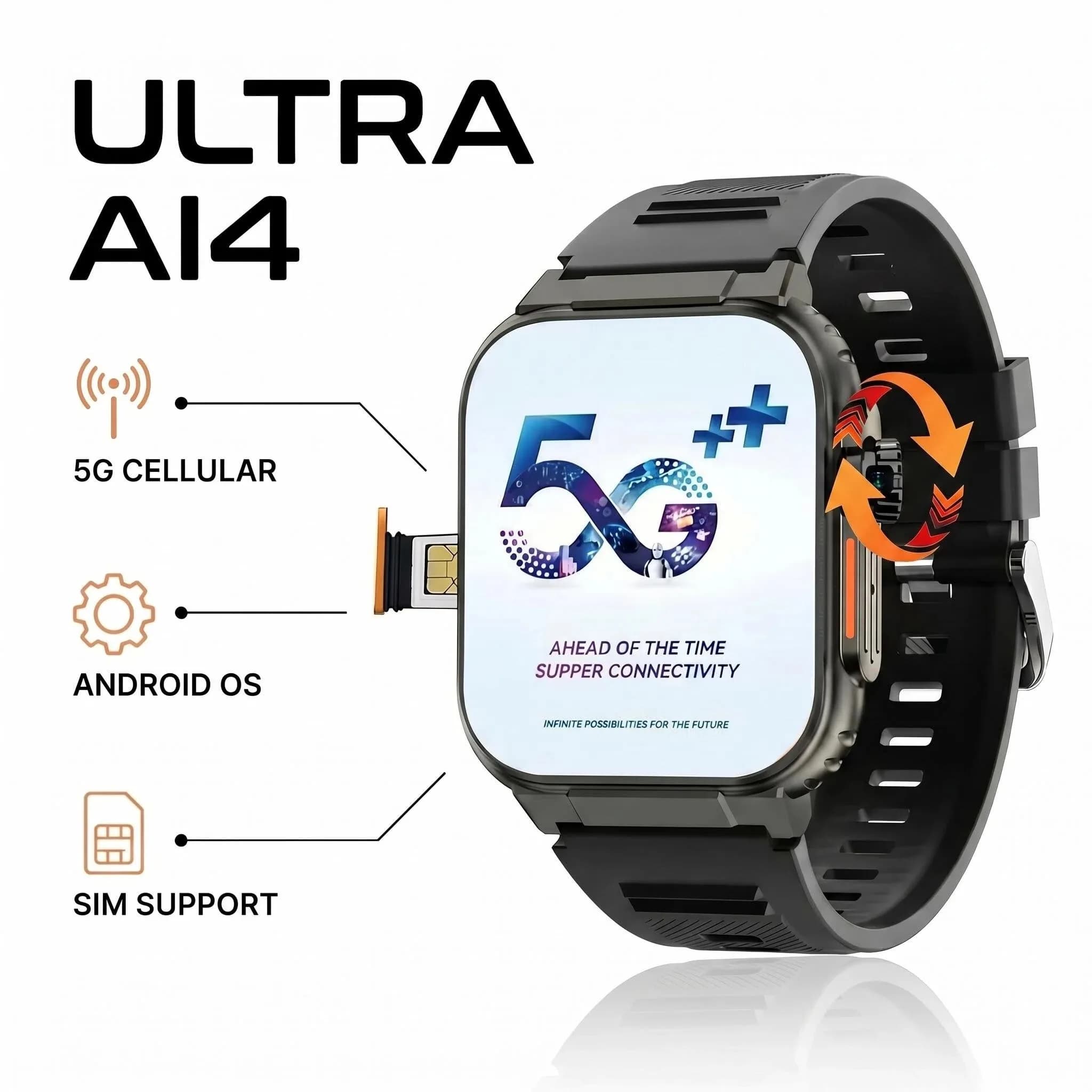 Smartwatch Microwear Ultra Ai4 5G Full Netcom con 180 Funzioni ° Fotocamera rotante con oltre 500 quadranti per orologi, download gratuito, GPS, WIFI