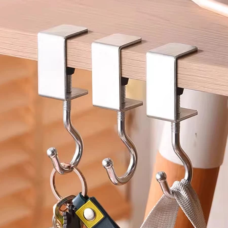 Stainless Steel Table Hooks for student backpacks Hooks for hanging lay hooks for desktop office Hooks for water bottles for school