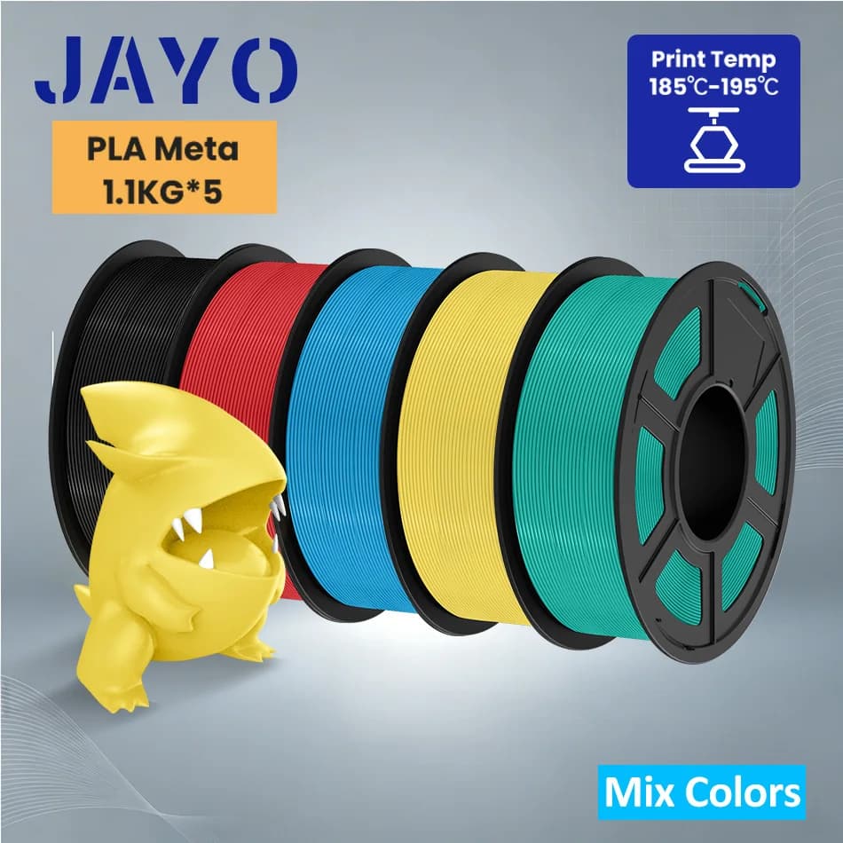 JAYO PLA Meta Filament 1.75MM PLA 3D Printer Filament Neatly Wound Toughness 3D Printing Materials For FDM 1.1KG/5 Rolls
